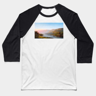 Mountain River Scene Autumn Baseball T-Shirt